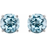 Sterling Silver 6 mm Natural Sky Blue Topaz Earrings