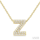 1/8 Ctw Bubble Accent Initial 'Z' Round Cut Diamond Fashion Pendant With Chain in 10K Yellow Gold