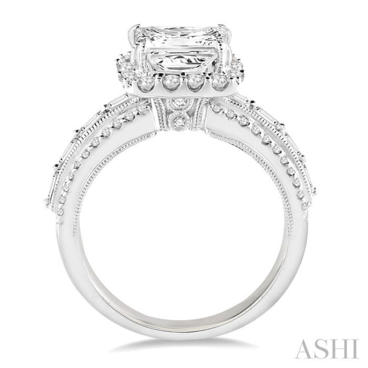 7/8 Ctw Diamond Semi-mount Engagement Ring in 14K White Gold