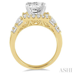 1 1/6 Ctw Diamond Semi-mount Engagement Ring in 14K Yellow and White Gold
