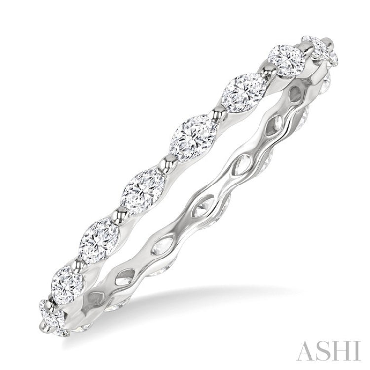 5/8 Ctw Marquise Cut Diamond Eternity Wedding Band in 14K White Gold