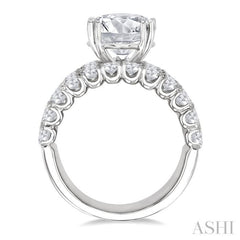 2 1/6 Ctw Wide Four Row Round Cut Diamond Semi-Mount Engagement Ring in 14K White Gold