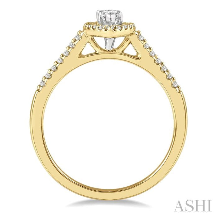 1/5 Ctw Marquise Shape Round Cut Diamond Semi-Mount Engagement Ring in 14K Yellow and White Gold