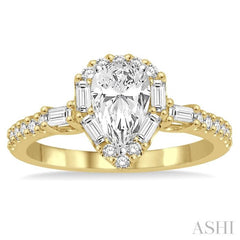 1/2 Ctw Diamond Semi-mount Engagement Ring in 14K Yellow and White Gold