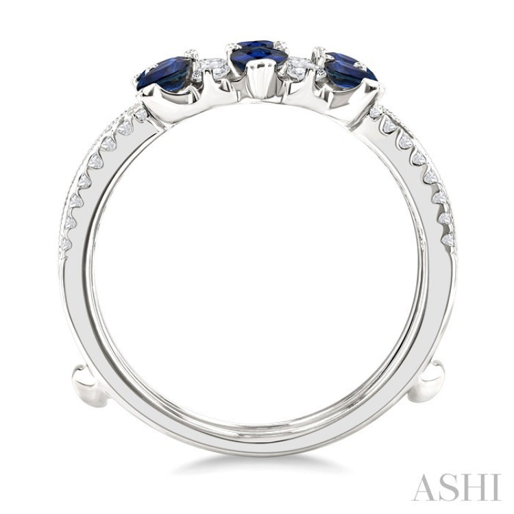 4x3 MM Pear Cut Sapphire and 1/3 Ctw Round Cut Diamond Precious Insert Ring in 14K White Gold