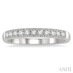 1/4 Ctw 11 Stone Round Cut Diamond Wedding Band in 14K White Gold