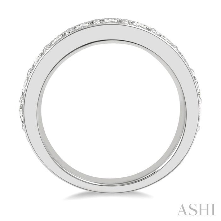 1 1/2 Ctw Round Cut Diamond Wedding Band in 14K White Gold