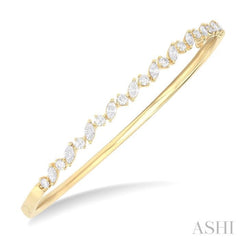 1 1/3 Ctw Marquise and Round Cut Diamond Stackable Bangle in 14K Yellow Gold