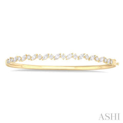 1 1/3 Ctw Marquise and Round Cut Diamond Stackable Bangle in 14K Yellow Gold