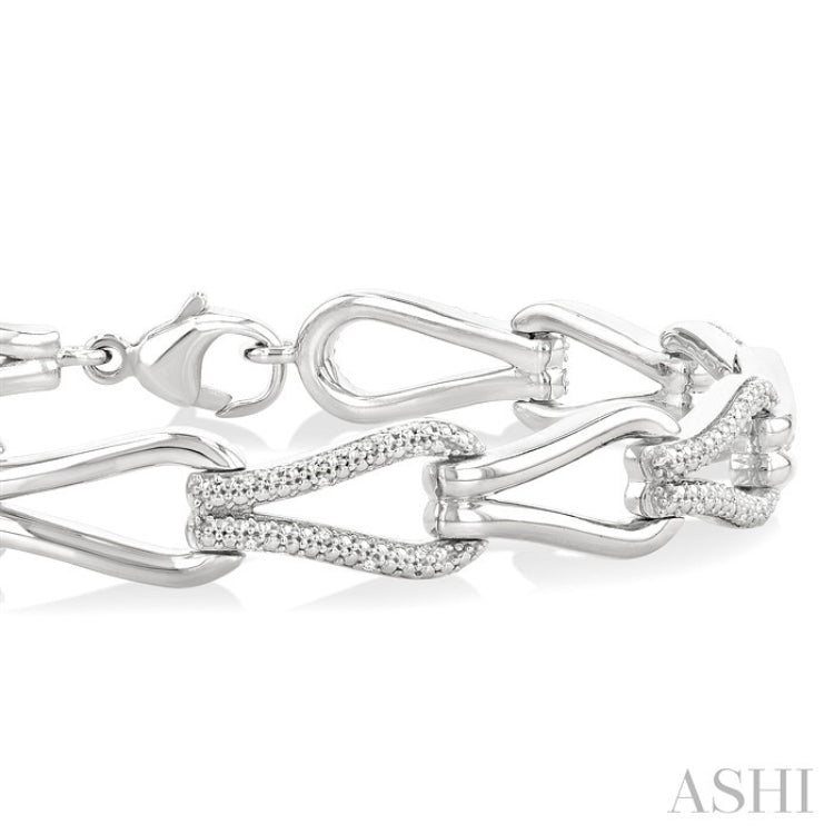 1/6 Ctw Round Cut Diamond Bold Knot Link Fashion Bracelet in Sterling Silver