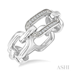 1/20 Ctw Bold Round Cut Diamond Paperclip Ring in Sterling Silver