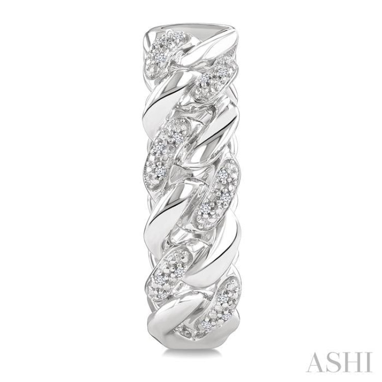 1/10 Ctw Round Cut Diamond Curb & Cuban Earrings in Sterling Silver