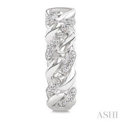 1/10 Ctw Round Cut Diamond Curb & Cuban Earrings in Sterling Silver