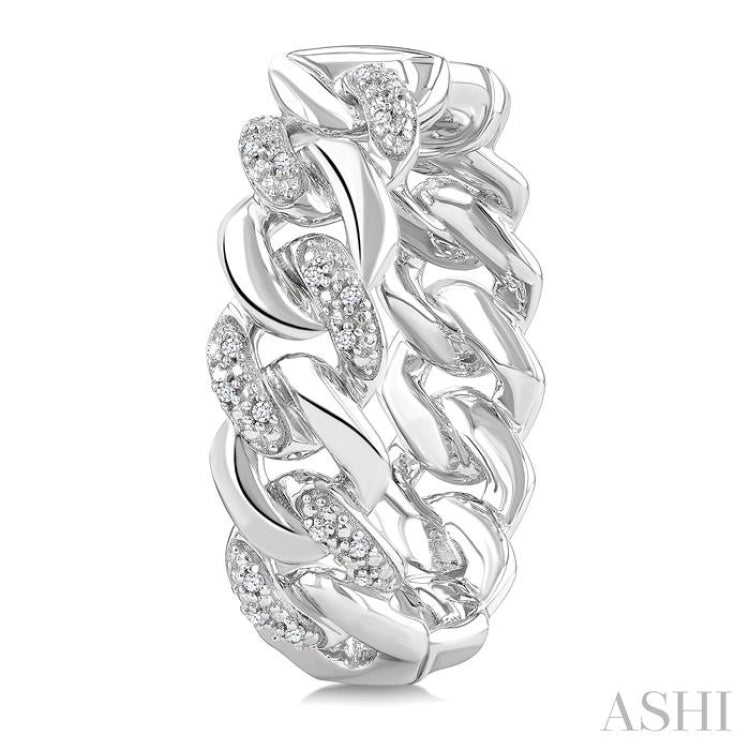 1/10 Ctw Round Cut Diamond Curb & Cuban Earrings in Sterling Silver