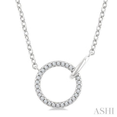 1/10 Ctw Single Cut Diamond Interlocked Circle Fashion Petite Pendant With Chain in 10K White Gold