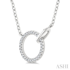 1/10 Ctw Single Cut Diamond Interlocked Circle Fashion Petite Pendant With Chain in 10K White Gold
