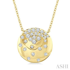 1/5 Ctw Round Cut Diamond Circle Mosaic Fashion Pendant With Chain in 10K Yellow Gold