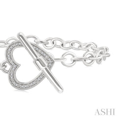 1/10 Ctw Heart Toggle Round Cut Diamond Fashion Bracelet in Sterling Silver