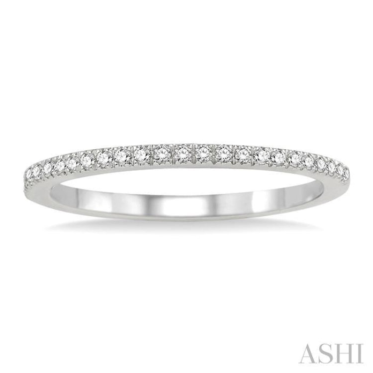 1/10 Ctw Round Cut Diamond Wedding Band in 14K White Gold