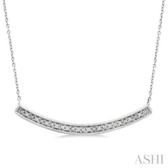 1/20 Ctw Round Cut Diamond Curved Bar Pendant With Chain in Sterling Silver