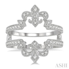 1/4 Ctw Marquise Fleur De Lis Round Cut Diamond Insert Ring in 14K White Gold