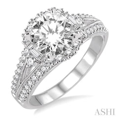 3/4 Ctw Diamond Semi-mount Engagement Ring in 14K White Gold