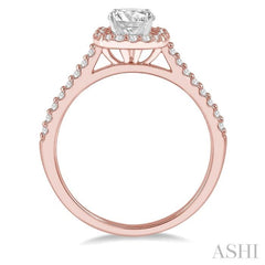 3/4 Ctw Diamond Ladies Engagement Ring with 1/2 Ct Round Cut Center Stone in 14K Rose and White Gold