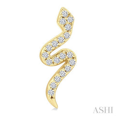 1/8 Ctw Petite Snake Round Cut Diamond Fashion Stud Earring in 10K Yellow Gold