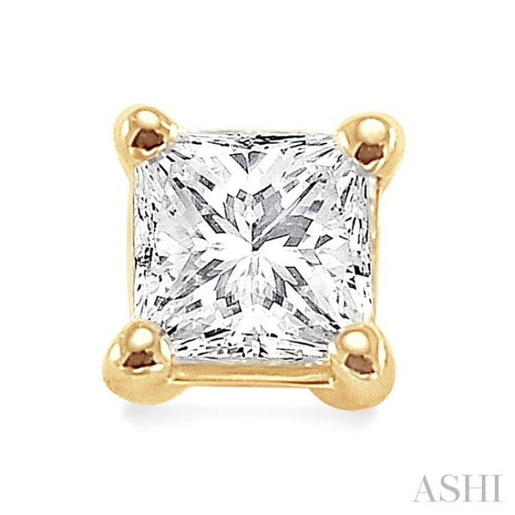 1 Ctw Princess Cut Diamond Stud Earrings in 14K Yellow Gold