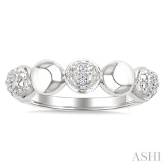 1/20 Ctw Bold Bead Design Round Cut Diamond Fashion Ring in Sterling Silver