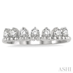 1/3 Ctw Lined Circular Mount Round Cut Diamond Fashion Stackable Band in 14K White Gold