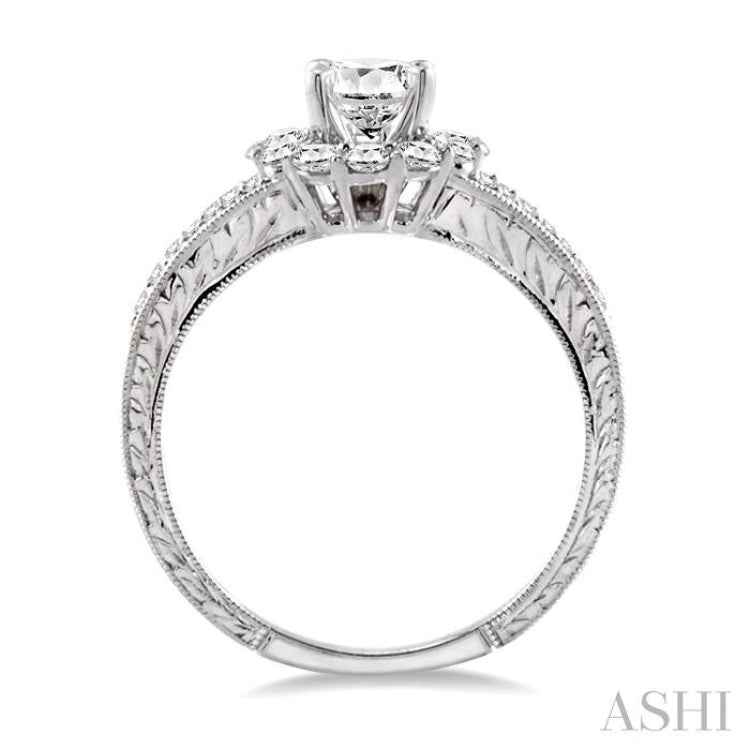 1/2 Ctw Round Cut Diamond Semi-Mount Engagement Ring 14K White Gold