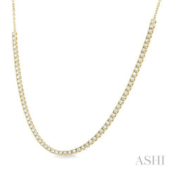 1 Ctw Round Cut Diamond Halfway Tennis Necklace in 14K Yellow Gold