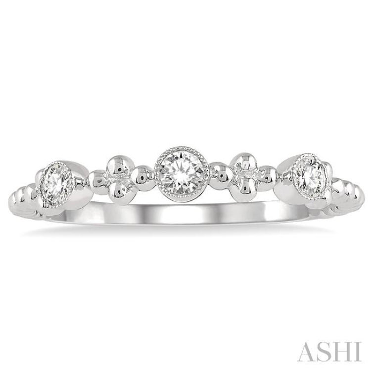 1/5 Ctw Circular Mount Ball Link Round Cut Diamond Stackable Band in 14K White Gold