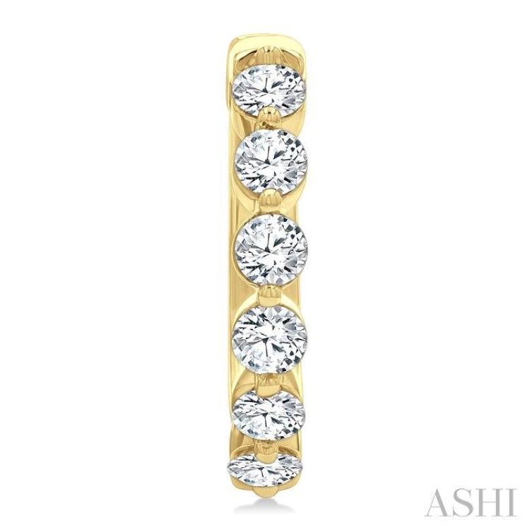 1 1/2 Ctw Prong Set Round Cut Diamond Hoop Earrings in 14K Yellow gold