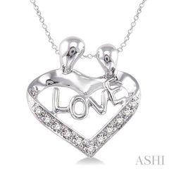 1/20 Ctw Round Cut Diamond Child & Mom Pendant in Sterling Silver with Chain