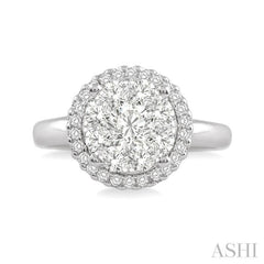 1/2 Ctw Lovebright Round Cut Diamond Engagement Ring in 14K White Gold