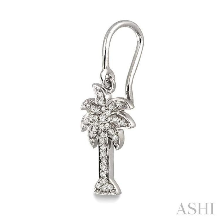 1/4 Ctw Palm Tree Round Cut Diamond Earrings in 14K White Gold