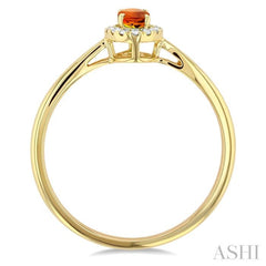 5x3 MM Oval Shape Citrine and 1/20 Ctw Round Cut Diamond Halo Semi-Precious Ring in 10K Yellow Gold