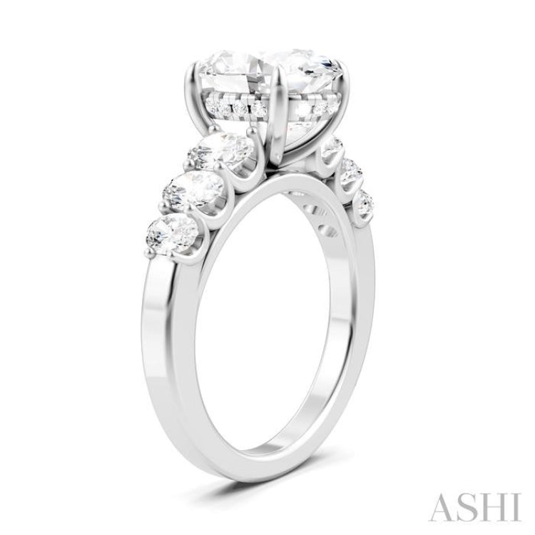1 1/4 Ctw Oval Shape Oval and Round Cut Diamond Semi-Mount Engagement Ring in 14K White Gold