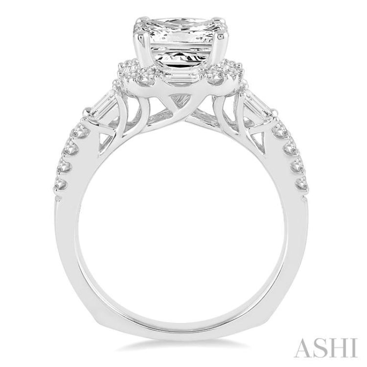 7/8 Ctw Diamond Semi-mount Engagement Ring in 14K White Gold