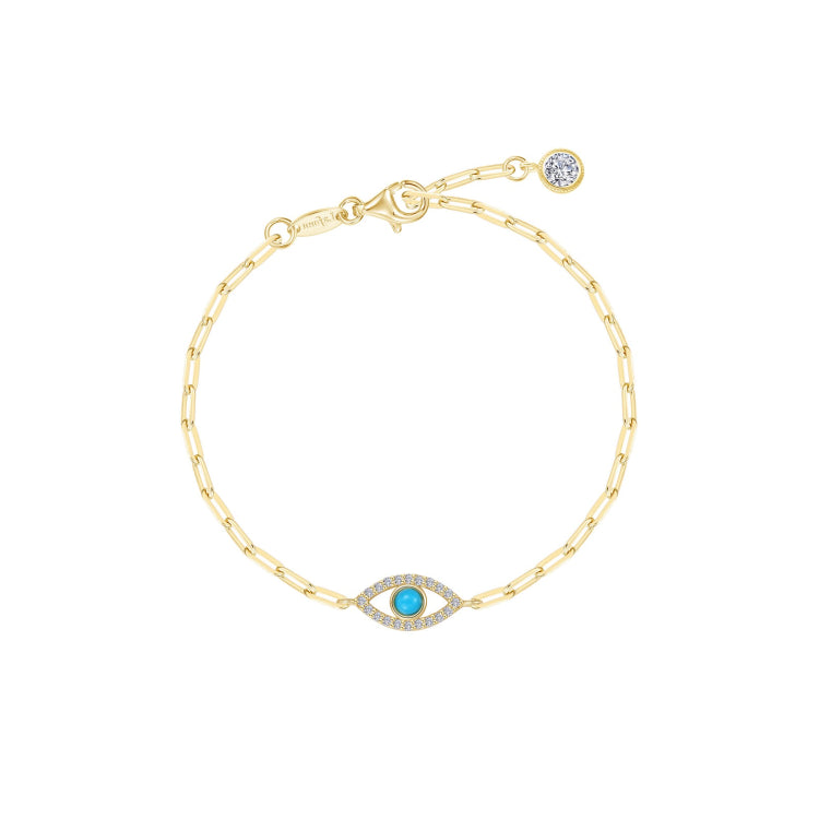 Evil Eye Paperclip Bracelet