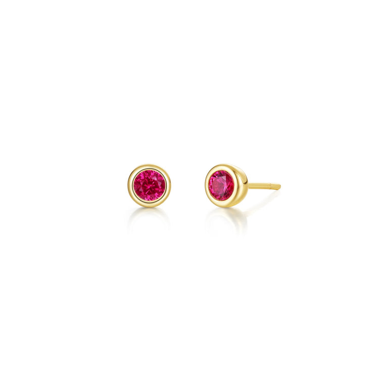 July Bezel Birthstone Earrings