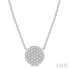 1/6 Ctw Disc Round Cut Diamond Petite Pendant With Chain in 10K White Gold