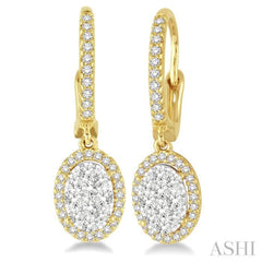 5/8 Ctw Oval Shape Diamond Lovebright Earrings in 14K Yellow and White Gold