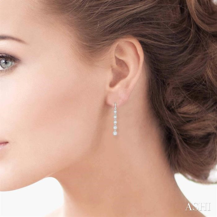 5/8 Ctw Circular Rose Cut Diamond Fashion Earrings in 14K White Gold