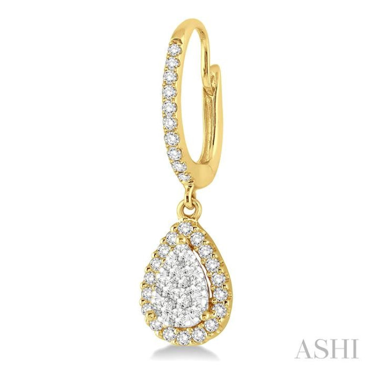 5/8 Ctw Pear Shape Diamond Lovebright Earrings in 14K Yellow and White Gold