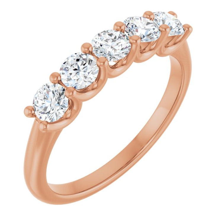 14K Rose Gold 3/4 CTW Natural Diamond Anniversary Band