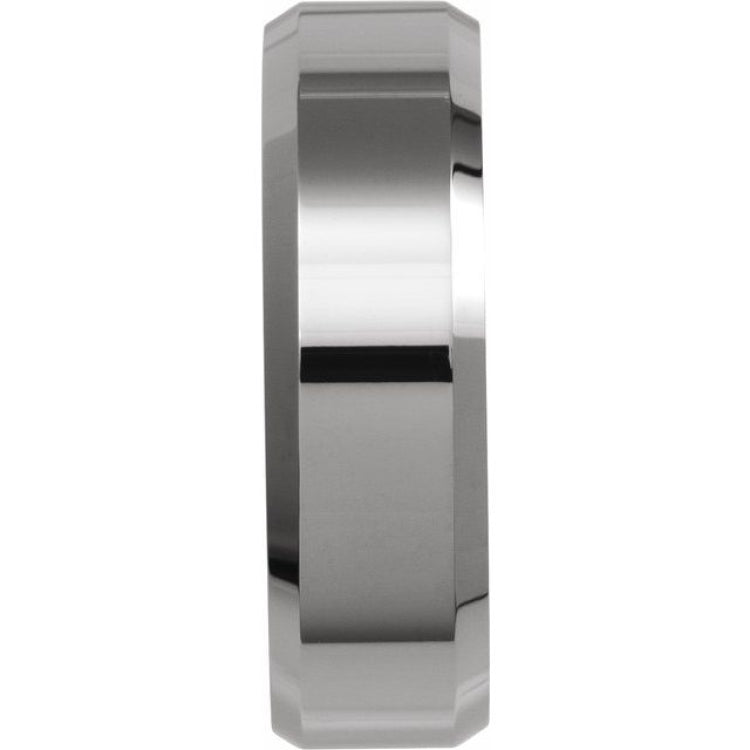 Tungsten 7 mm Beveled-Edge Band Size 10