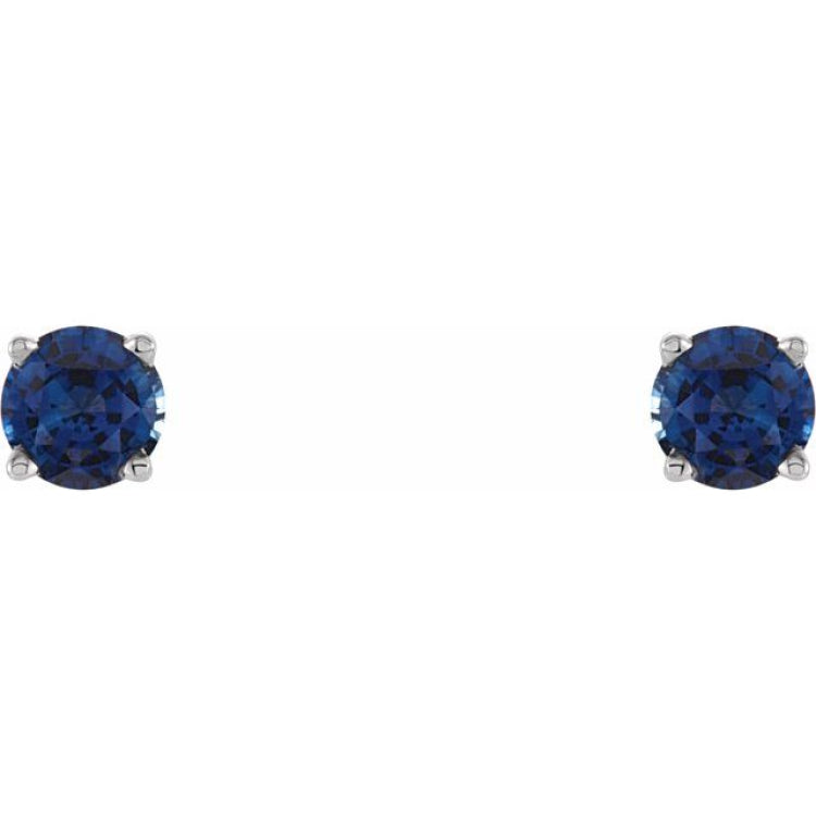 Sterling Silver 4 mm Lab-Grown Sapphire Earrings